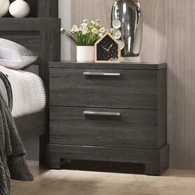 Grey Oak 2-Drawer Nightstand B062P209011