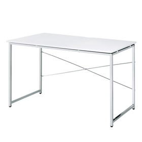 White and Chrome Vanity Desk with X-Shape Cross Bar B062P209018