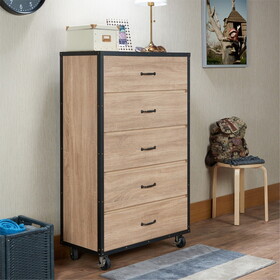 Weathered Light Oak 5-Drawer Chest B062P209019