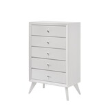 White 5-Drawer Chest with Tapered Legs B062P209025