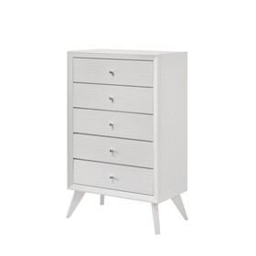 White 5-Drawer Chest with Tapered Legs B062P209025