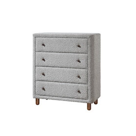 Grey 4-Drawer Upholstered Chest B062P209026