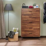 Walnut 5-Drawer Chest with Metal Legs B062P209027