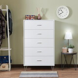 White 5-Drawer Chest with Single Handles B062P209028