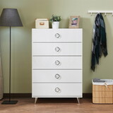 White 5-Drawer Chest with Ring Pull Handles B062P209030