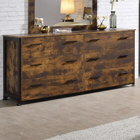 Rustic Oak and Black 6-Drawer Dresser B062P209035