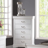 White 5-Drawer Chest with Metal Handles