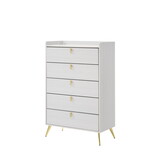 White 5-Drawer Chest with Pull Handles B062P209053