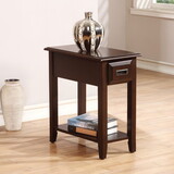 Dark Cherry 1-Drawer Accent Table with Shelf B062P209077