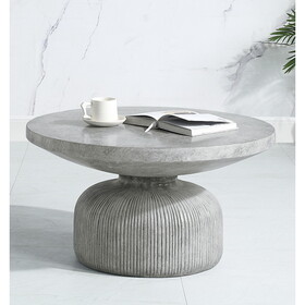 Weathered Grey Coffee Table with Round Top and Pedestal Base B062P209094