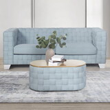 Light Teal Coffee Table with Knitting Texture Base B062P209114