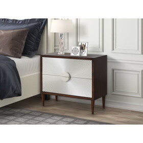 Silver and Walnut 2-Drawer Nightstand B062P209116