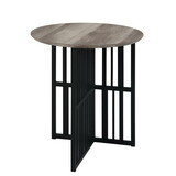 Antique Oak and Black End Table with Double Pedestal B062P209140