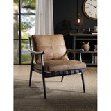 Berham Chestnut and Matt Iron Accent Chair with Metal Leg B062P209142