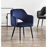 Ocean Blue and Gold Accent Chair with Metal Spindle Leg B062P209143