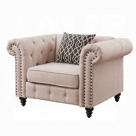 Beige Tufted Accent Chair with Pillow B062P209144