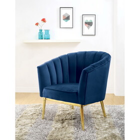 Midnight Blue and Gold Tufted Accent Chair