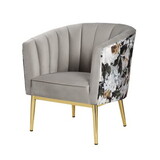 Grey and Gold Padded Accent Chair with Barrel Backrest B062P209151