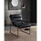 Distress Espresso and Matt Iron Accent Chair with Sled Base B062P209157