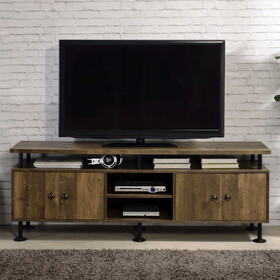 Rustic Oak and Black 2-Shelf TV Stand B062P209172