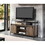 Rustic Oak and Black TV Stand with Sliding Barn Door B062P209174