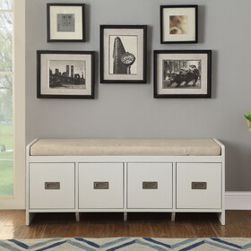 Beige and White Bench with Storage B062P209176