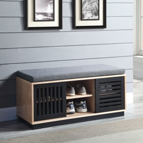 Oak and Espresso Bench with Storage B062P209177