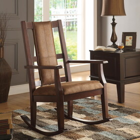 Brown and Espresso Rocking Chair with Padded Seat B062P209178