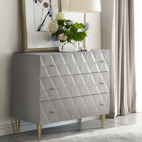 Metallic Silver and Champagne 3-Drawer Console Cabinet B062P209180