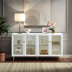 White High Gloss 4-Door Console Cabinet with LED Light B062P209186