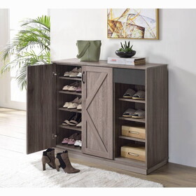 Rustic Grey Oak 4-Shelf Shoe Cabinet B062P209187