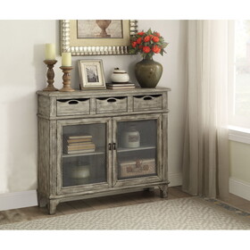 Weathered Grey 2-Door Console Cabinet with 3 Drawer B062P209188