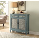 Antique Blue 2-Door Console Cabinet with 2 Drawer B062P209191