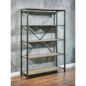 Antique Oak and Sandy Grey 5-Shelf Bookshelf B062P209194