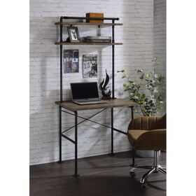 Rustic Oak and Black 2-Shelf Writing Desk B062P209208