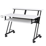 White and Black Music Recording Studio Desk with Metal Base B062P209213