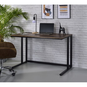 Walnut and Black Writing Desk with USB Port B062P209215