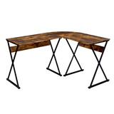 Weathered Oak and Black Writing Desk with Metal Base B062P209218