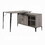 Grey Oak and Black 1-Drawer Writing Desk with USB Port B062P209221