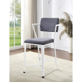 Grey and White Padded Counter Height Chair (Set of 2) B062P209230