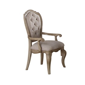 Beige and Antique Taupe Arm Chair with Button Tufted (Set of 2) B062P209240