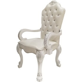 Ivory and Bone White Arm Chair with Button Tufted (Set of 2) B062P209243