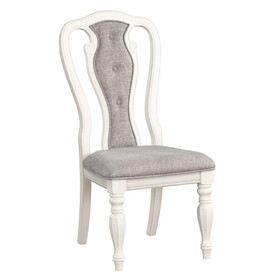 Grey and Antique White Padded Side Chair (Set of 2) B062P209253