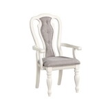 Grey and Antique White Padded Arm Chair (Set of 2) B062P209254