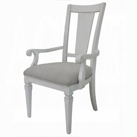 Light Grey and Weathered White Padded Arm Chair (Set of 2) B062P209267