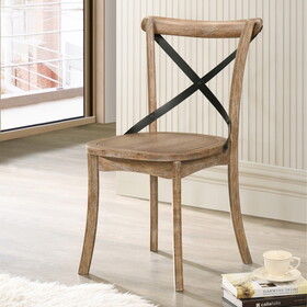 Rustic Oak Side Chair with Cross Back (Set of 2) B062P209268