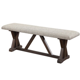 Grey and Rustic Brown Bench with Upholstered Seat B062P209274