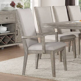 Grey and Grey Oak Padded Arm Chair (Set of 2) B062P209279