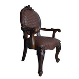 Brown and Cherry Arm Chair with Nailhead Trim (Set of 2)