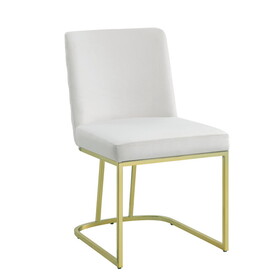 White and Gold Side Chair with Metal Base (Set of 2) B062P209295